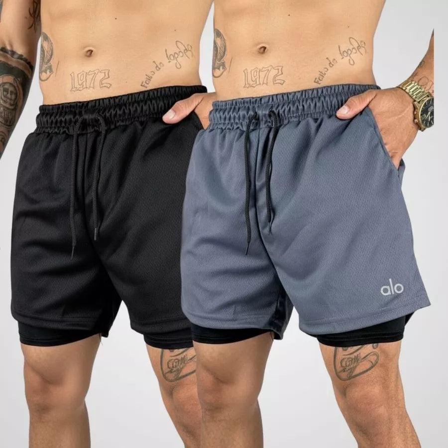 Bermuda 2 em 1 Masculina Dry Fit