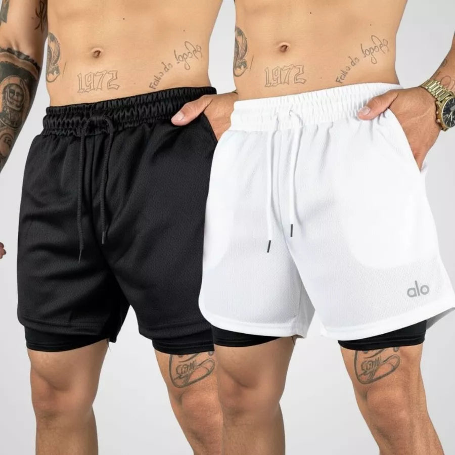 Bermuda 2 em 1 Masculina Dry Fit
