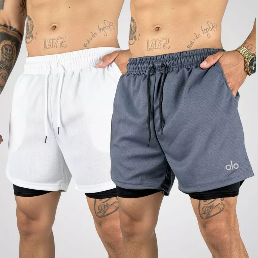 Bermuda 2 em 1 Masculina Dry Fit